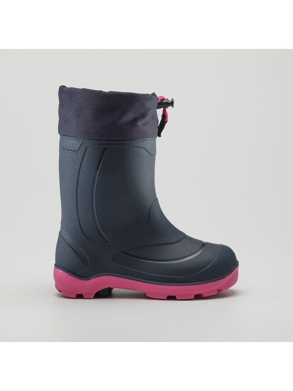 Size 2 Youth Kamik Kids Navy and Pink Snow Boots